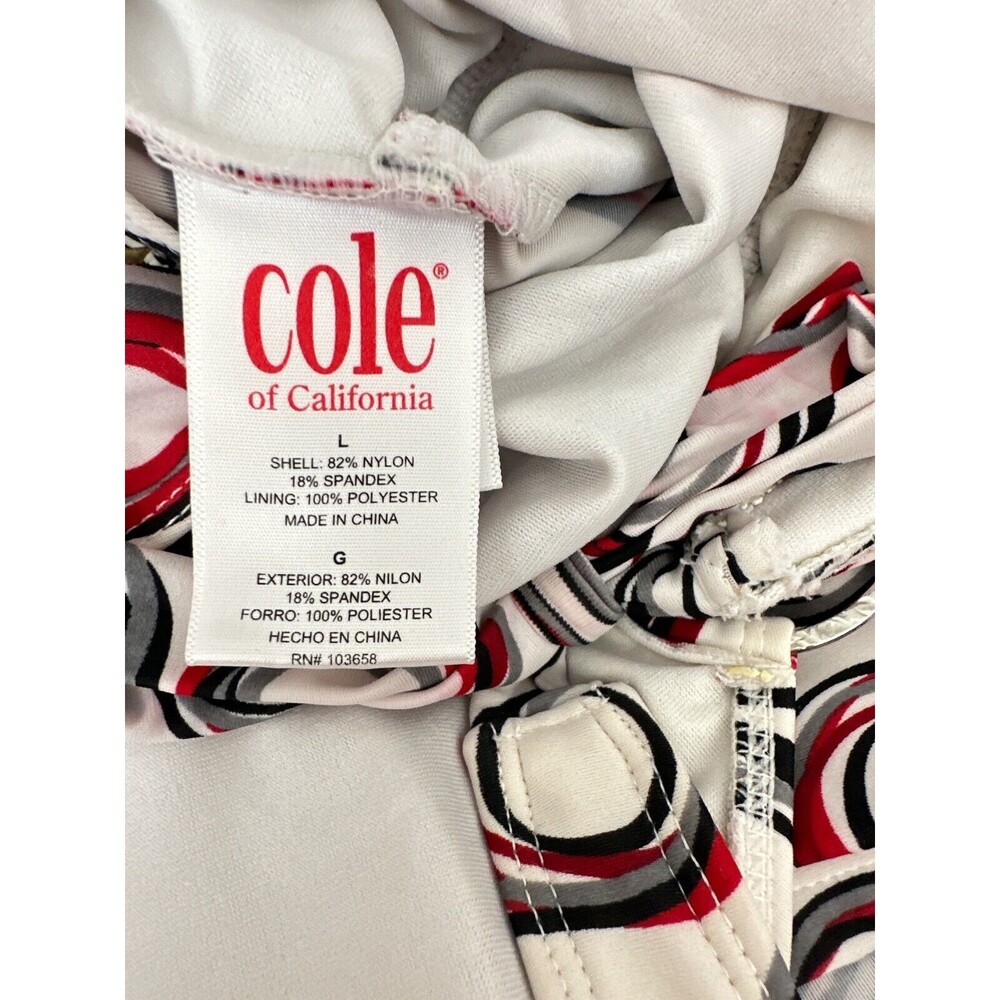 Cole of California Tankini Swim Top Halter White w/ Black/Red Circle Pattern - Picture 4 of 4